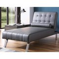 Nathaniel Home Nathaniel Home 90026-11GY Button Tufted Back Convertible Chaise Lounger with Lumber Support Pillow; Gray 90026-11GY